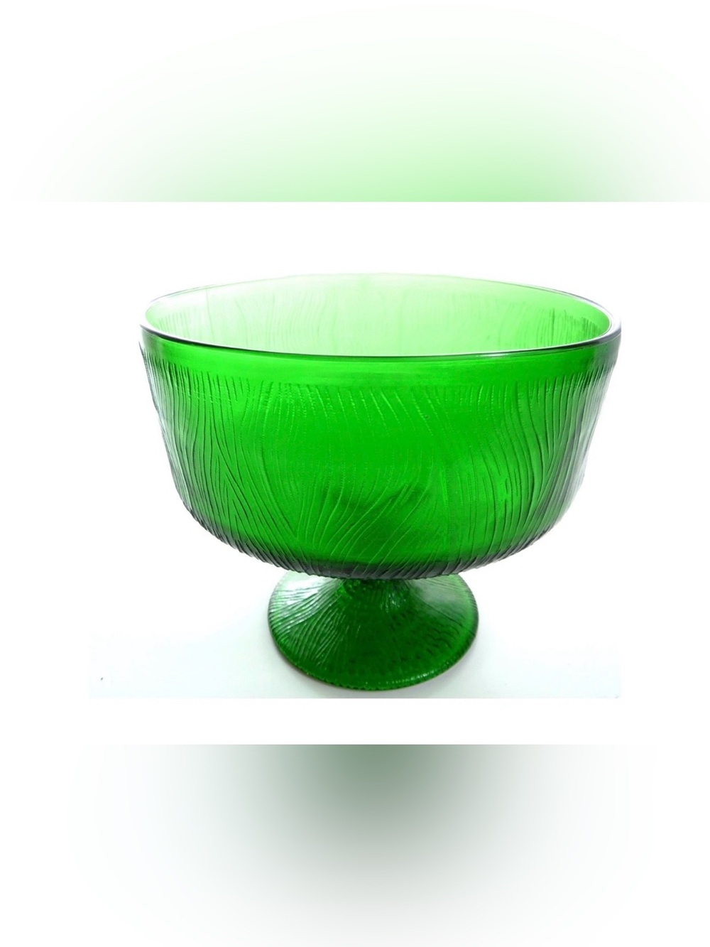 VINTAGE Mid-Century Hoosier Glass Green Footed Bowl Compote Dish